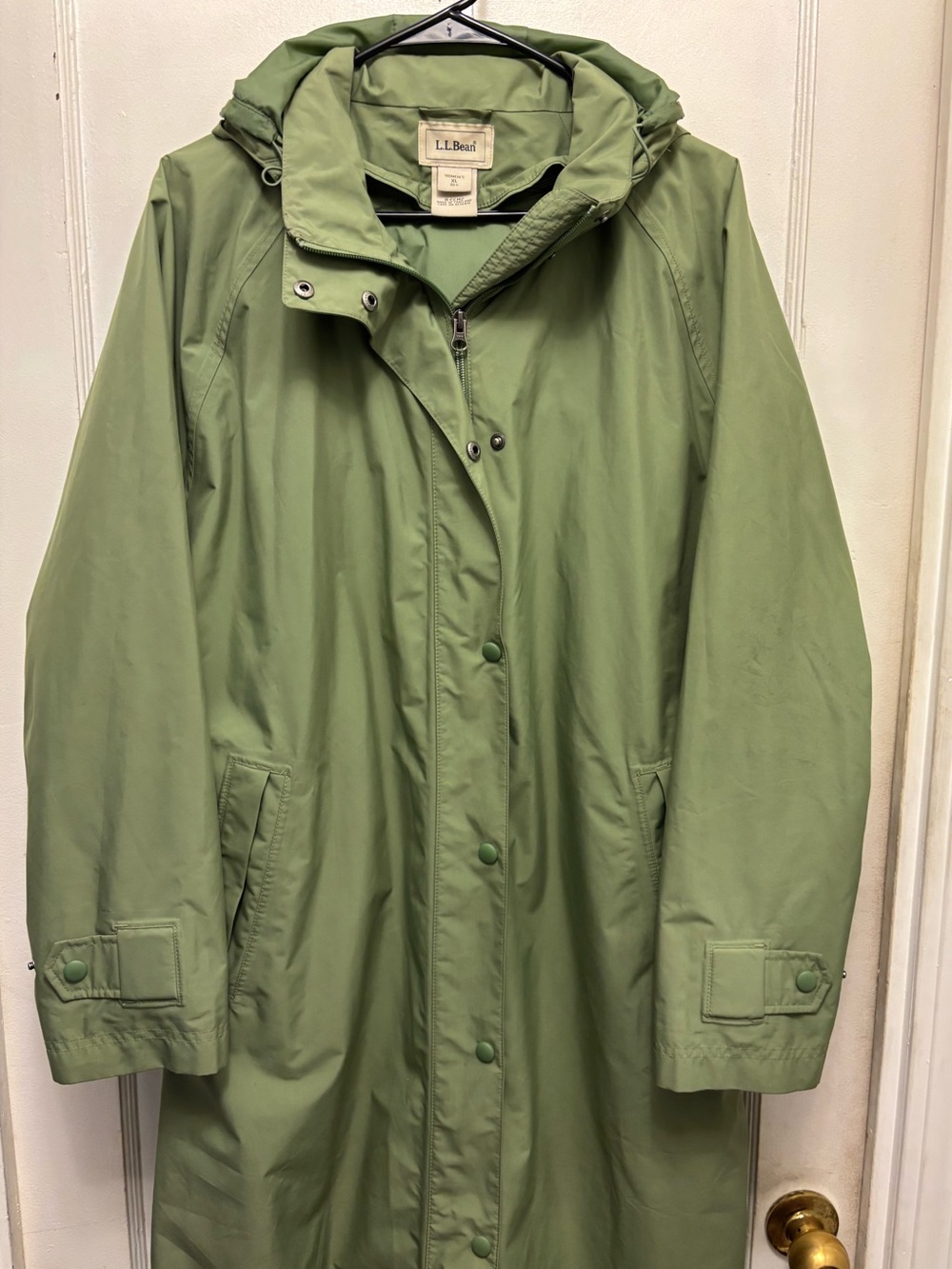 L.L. Bean Wharf Street Raincoat Full Length Size XL Color Green - Picture 2 of 15